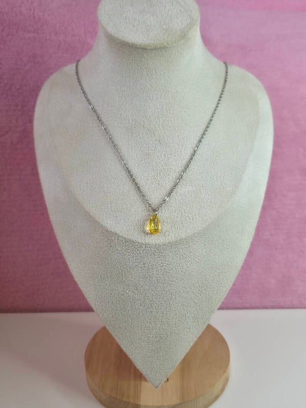 Yellow Glass Drop Necklace