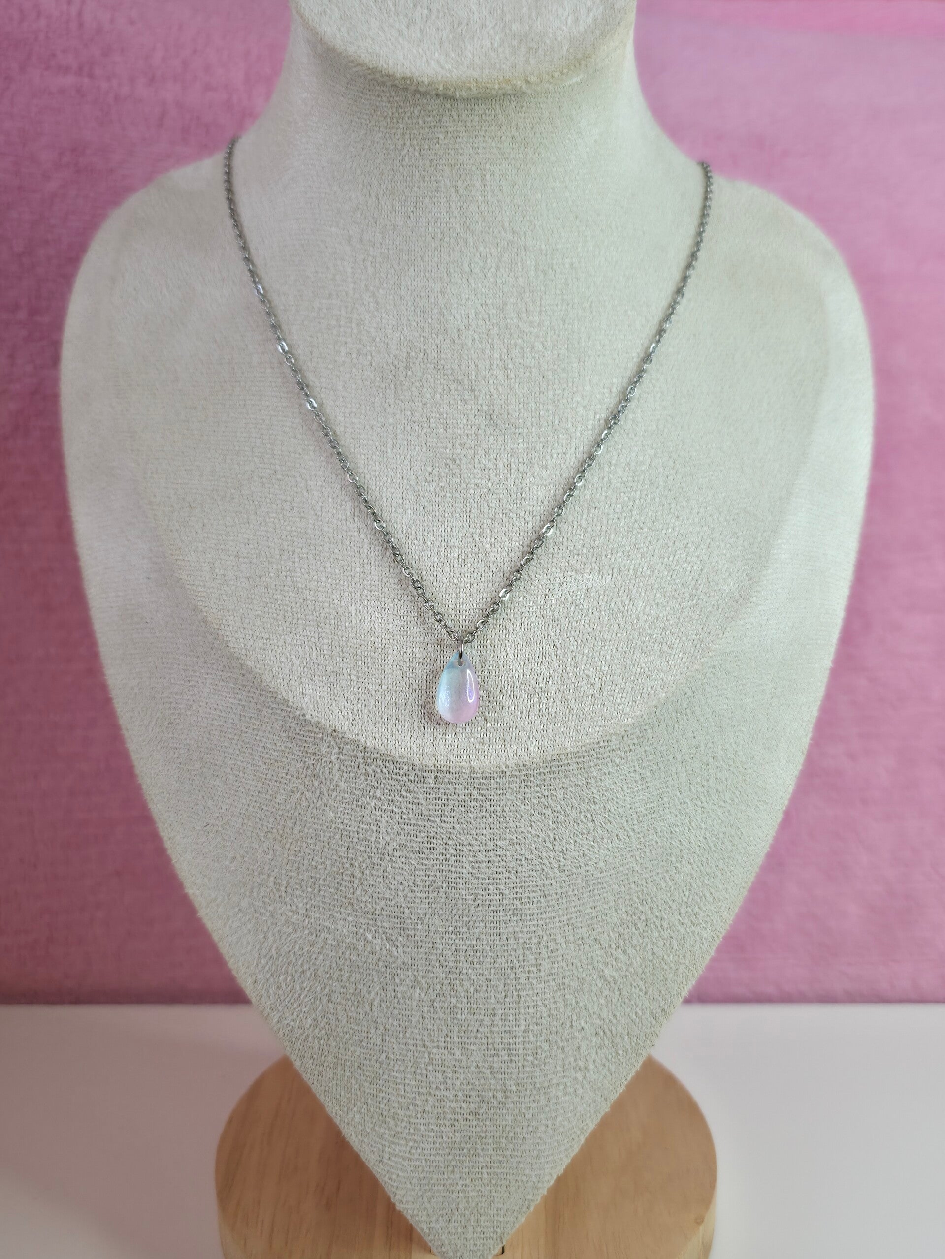 Blue Purple Glass Drop Necklace