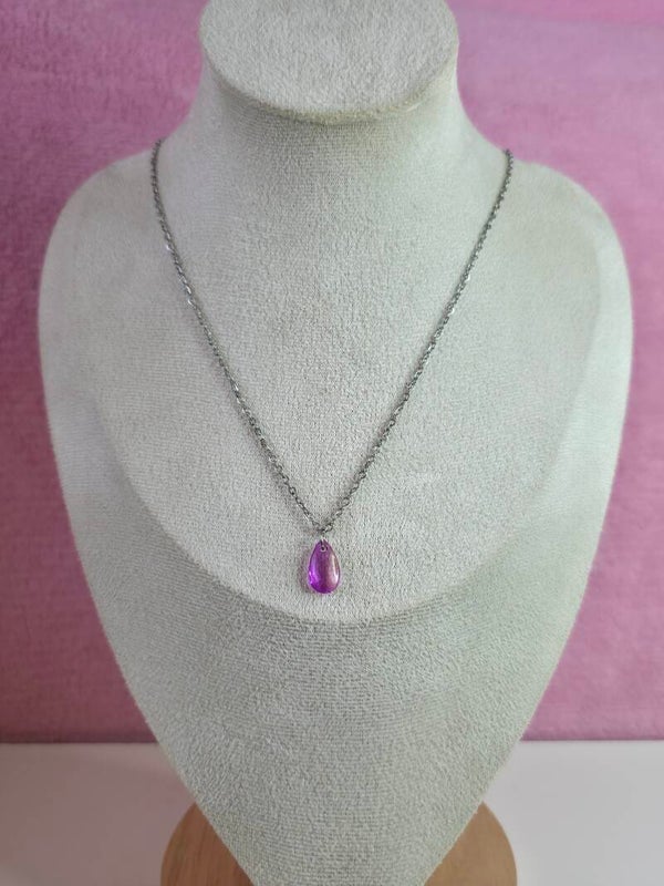 Purple Glass Drop Necklace