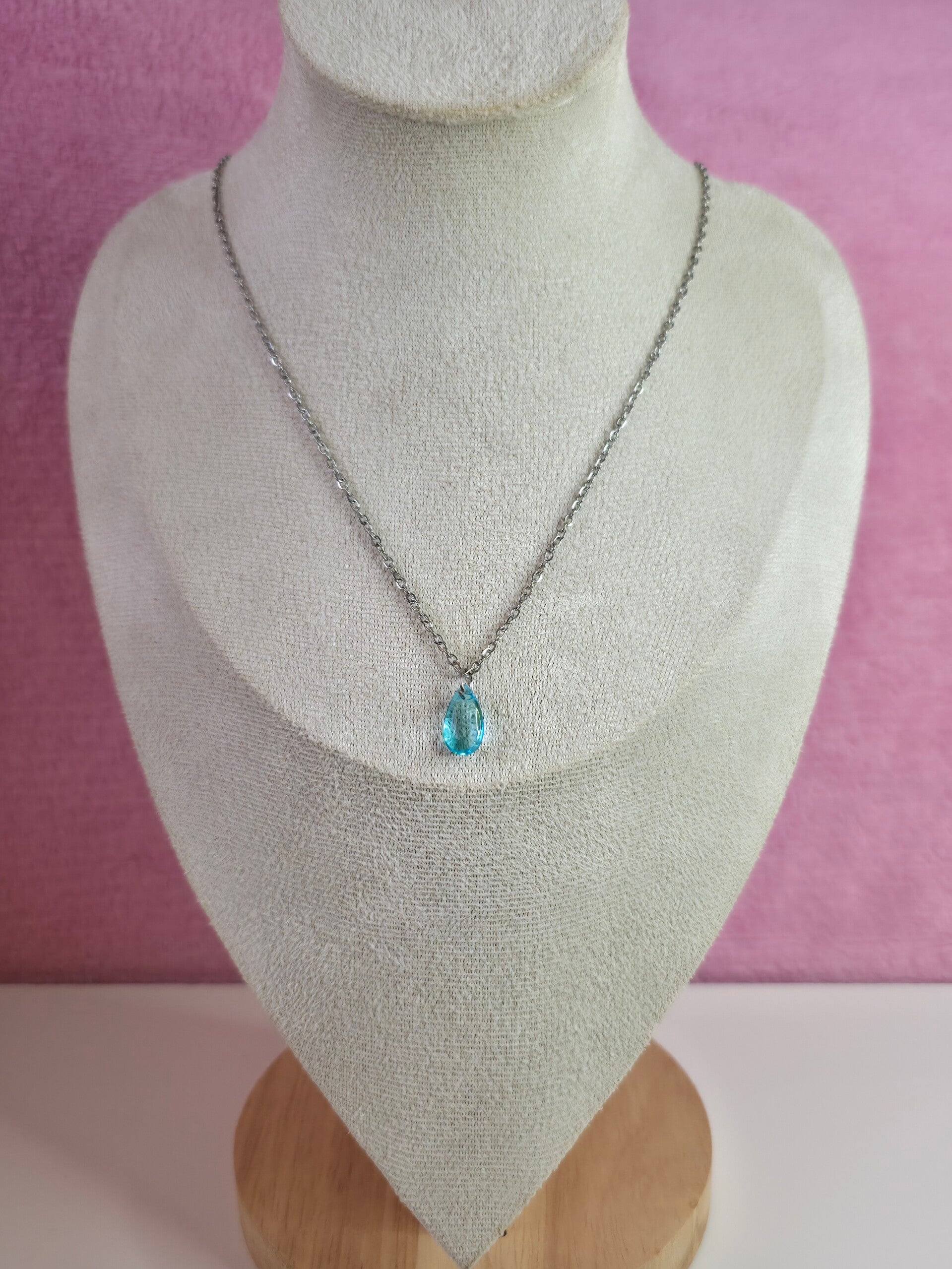 Blue Glass Drop Necklace