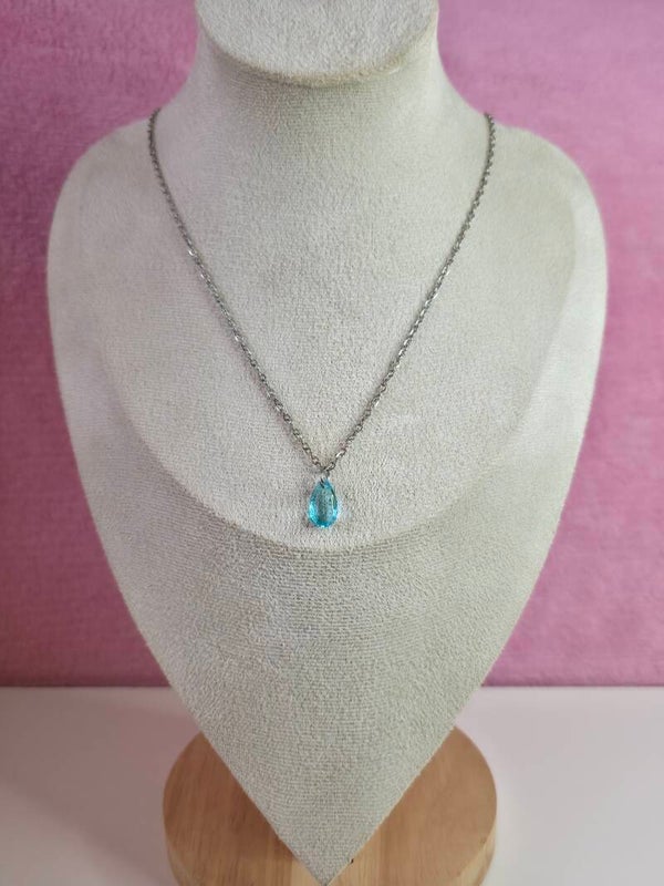 Blue Glass Drop Necklace