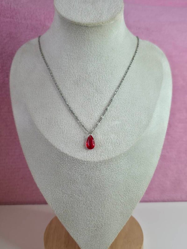 Red Glass Drop Necklace