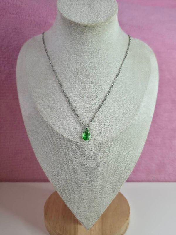 Green Glass Drop Necklace