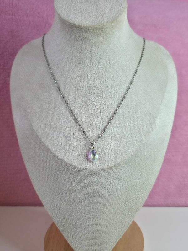 Iridescent Glass Drop Necklace