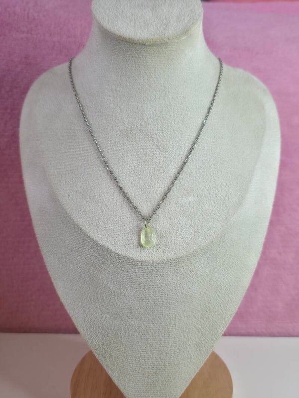 Light Green Glass Drop Necklace