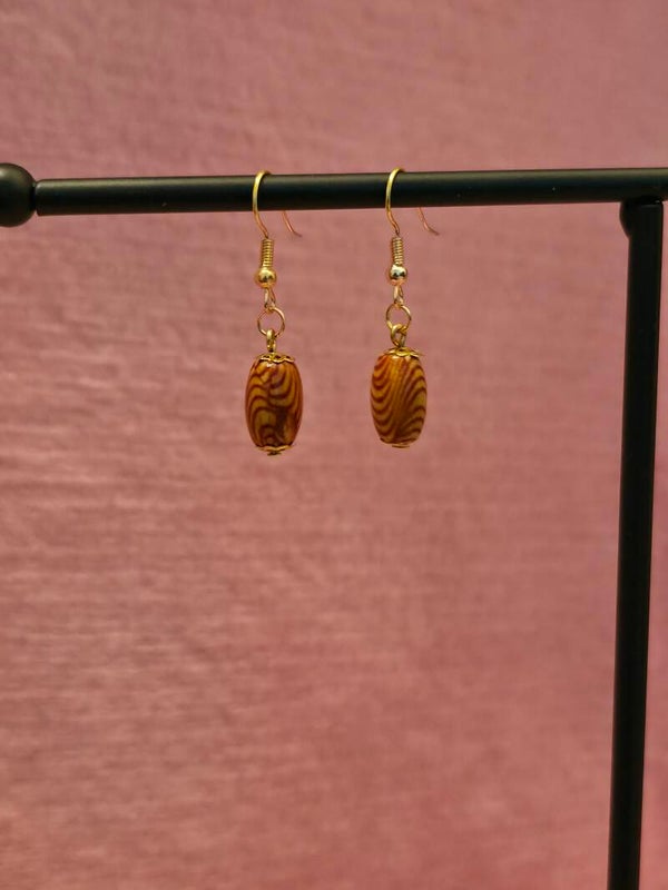 Gold Wooden Earrings