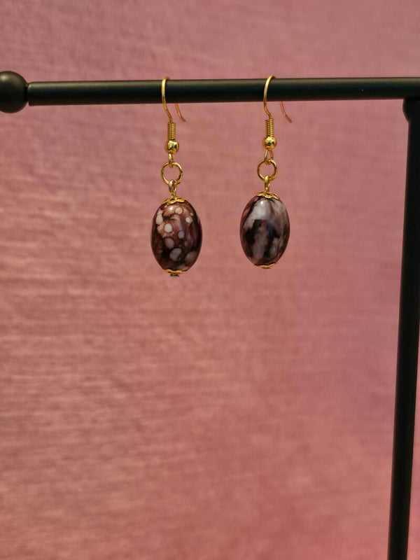 Gold Brown Marbled Earrings