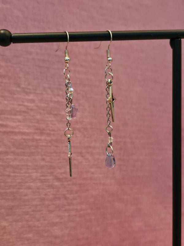 Light Blue and Purple Star Earrings