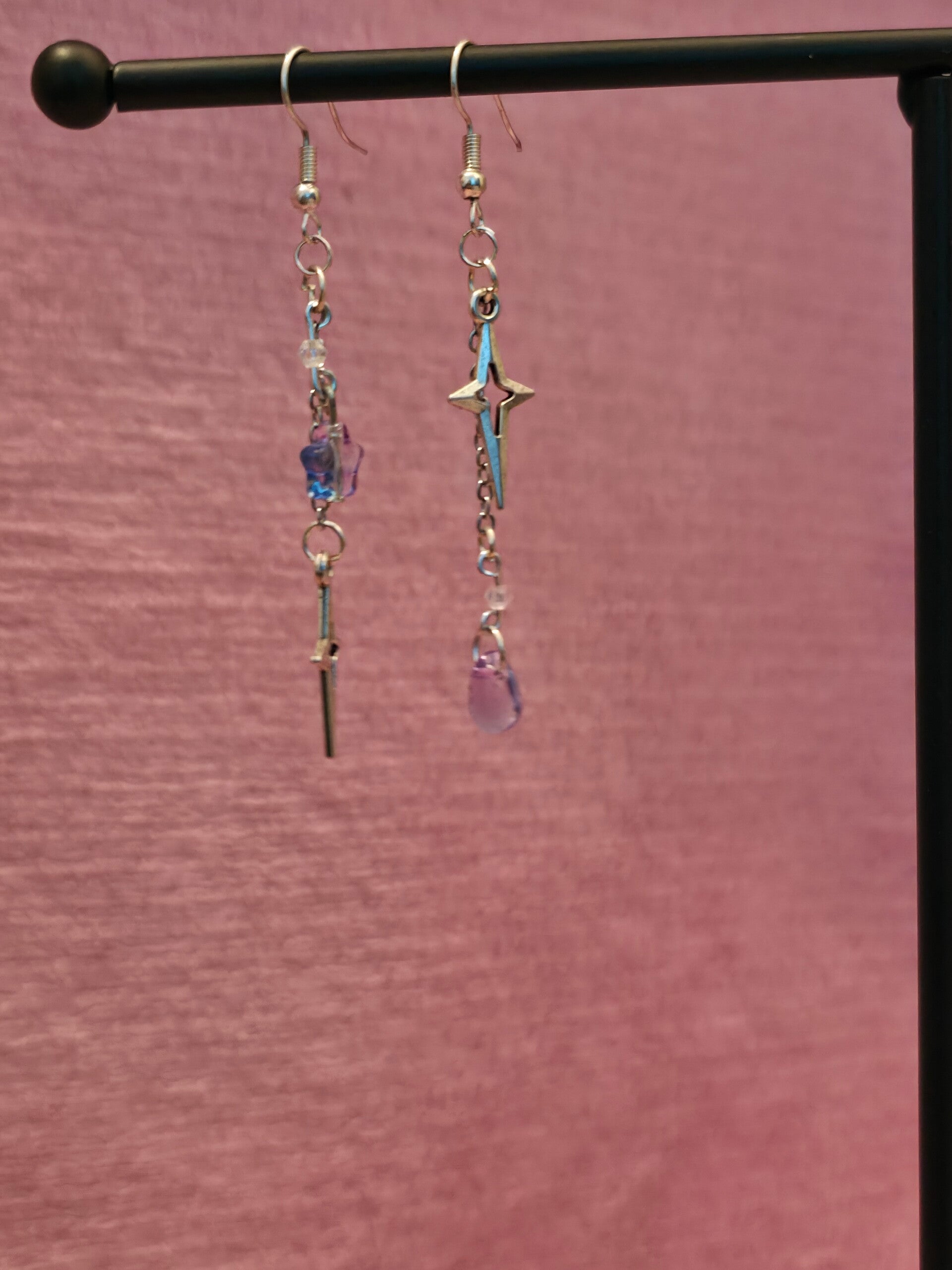 Blue and Purple Star Earrings