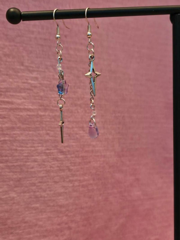 Blue and Purple Star Earrings
