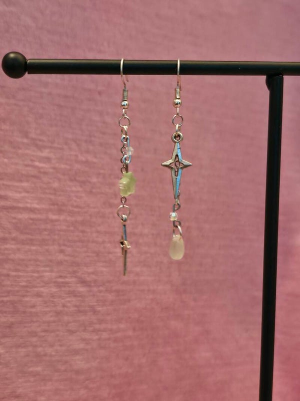 Frosted Green Star Earrings