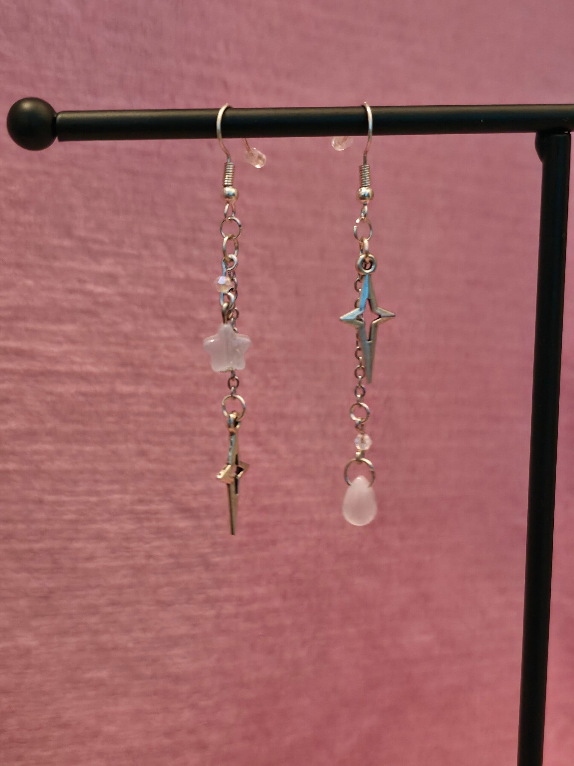 Frosted Blue Star Earrings