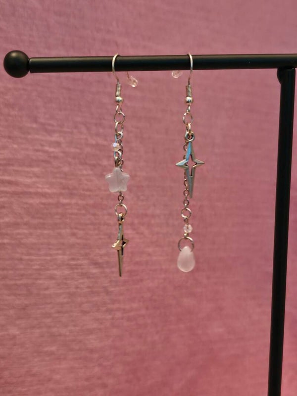 Frosted Blue Star Earrings
