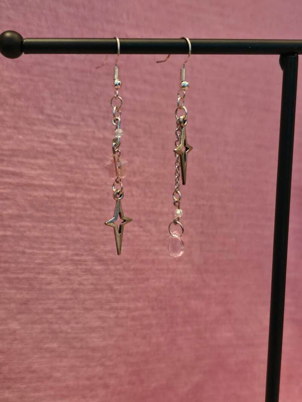 Pink and Gold Star Earrings