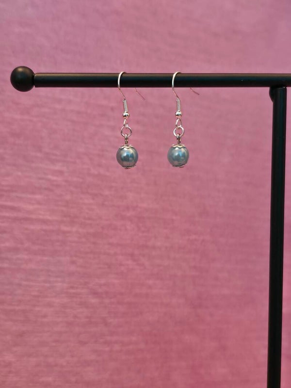 Silver Blue Pearl Earrings