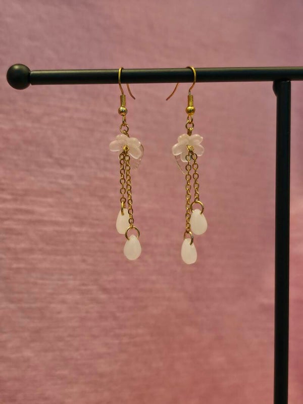 White Flower Earrings