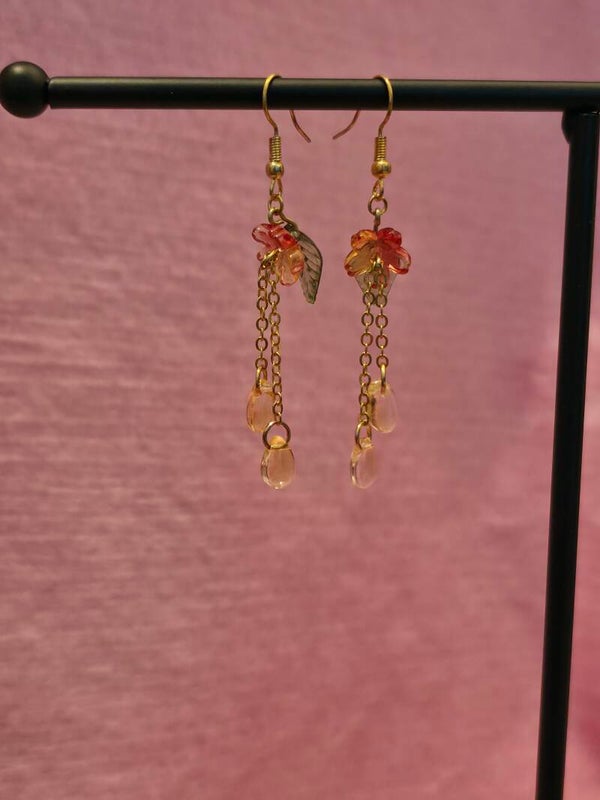 Yellow and Red Flower Earrings