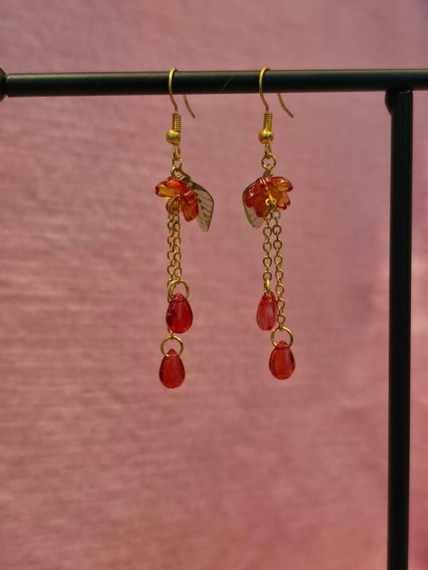 Red Flower Earrings