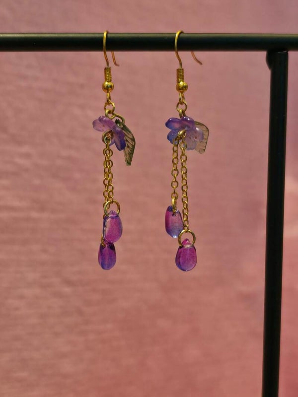 Purple and Blue Flower Earrings