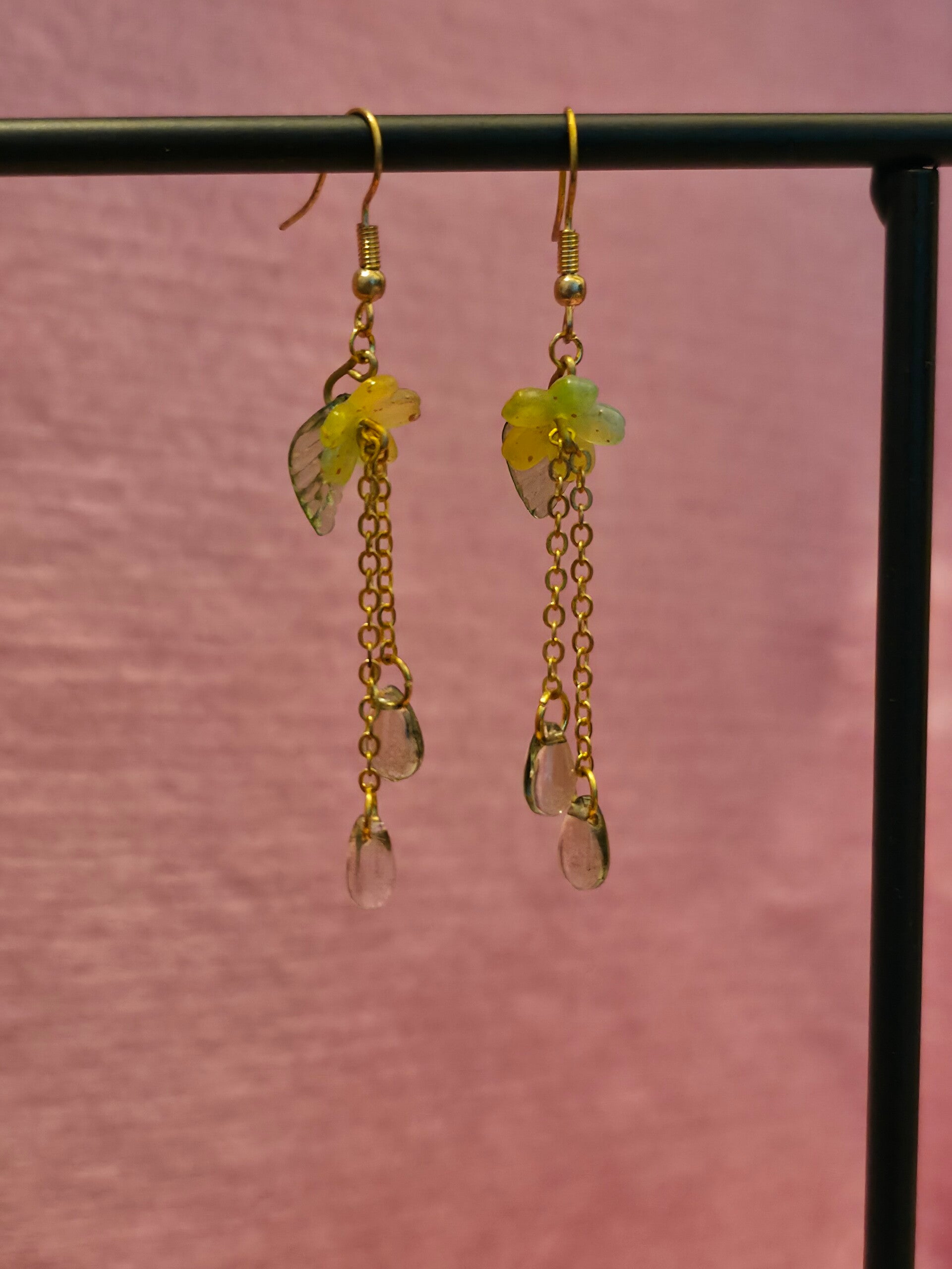 Green and Yellow Flower Earrings
