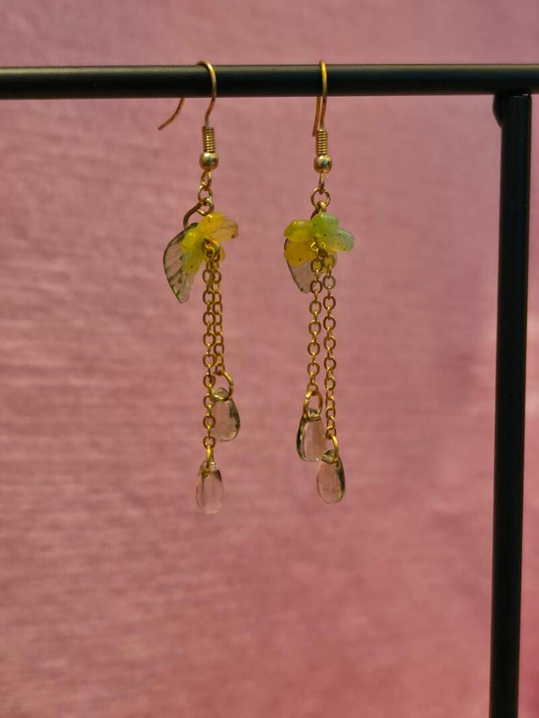 Green and Yellow Flower Earrings