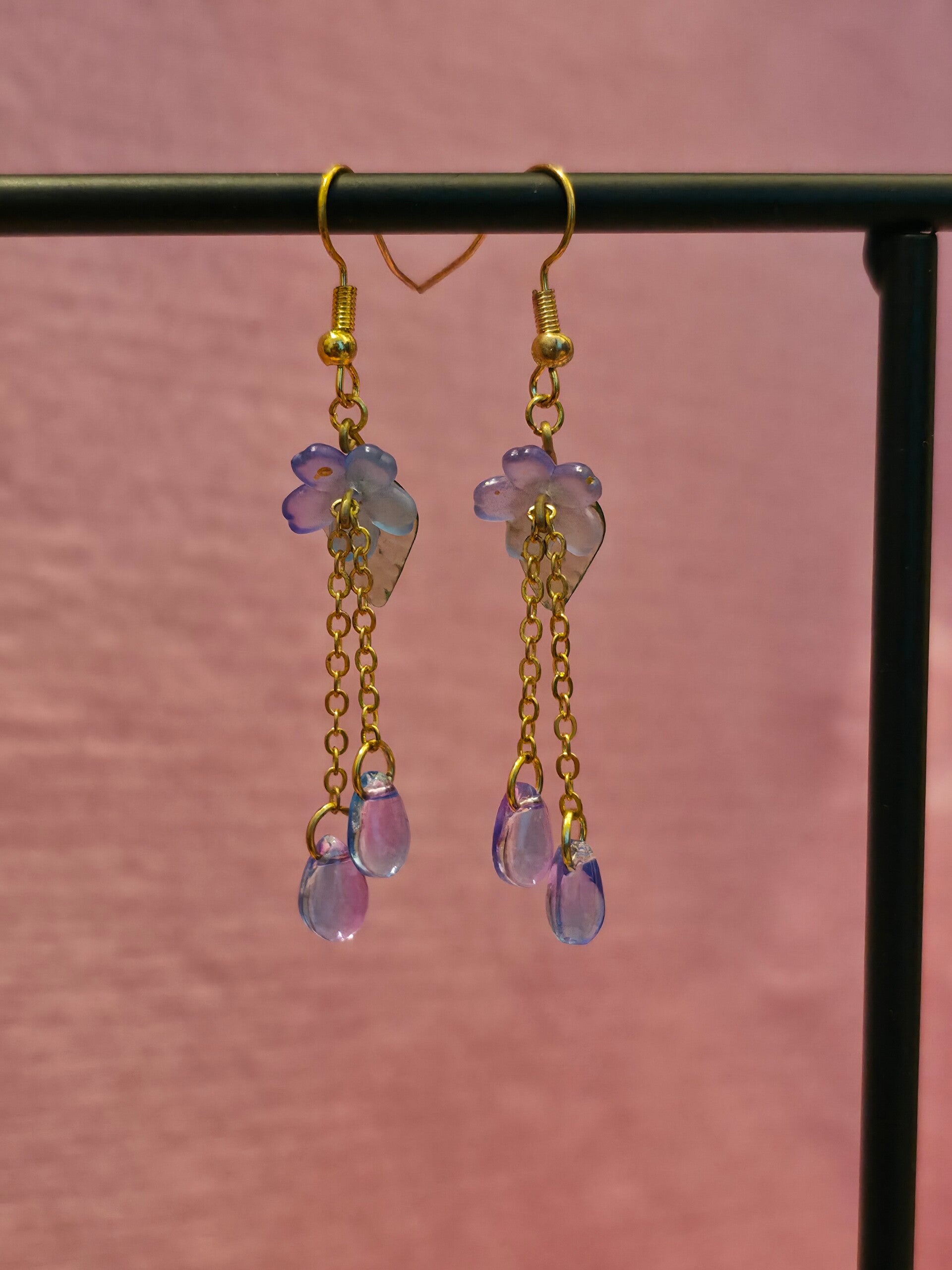 Blue and Purple Flower Earrings
