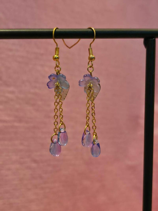 Blue and Purple Flower Earrings