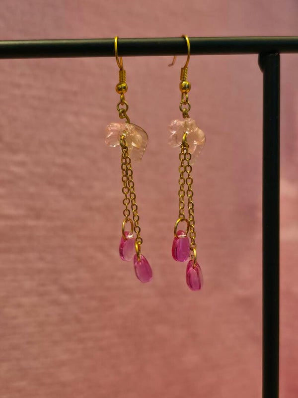 Pink Flower Earrings