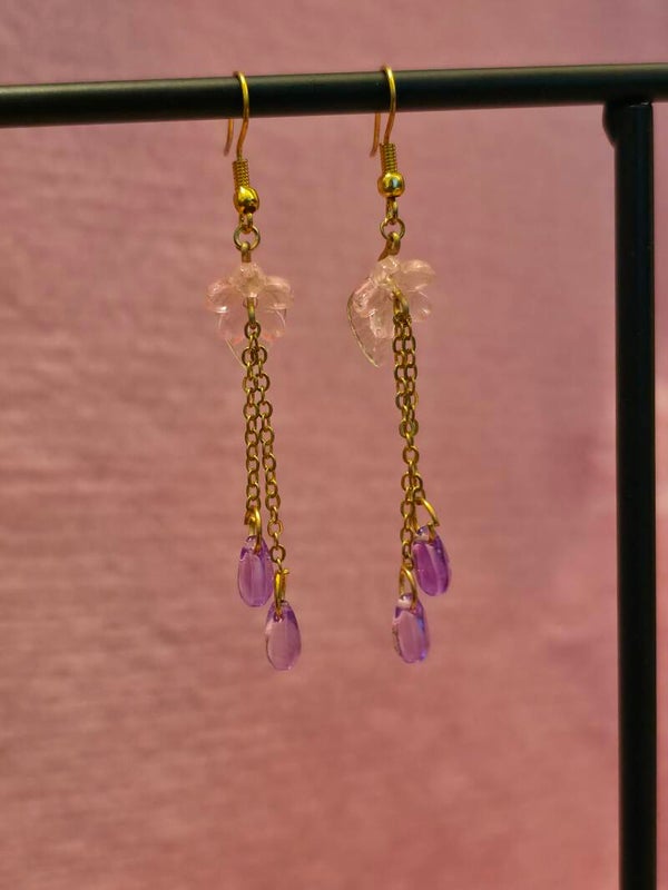 Pink and Purple Flower Earrings