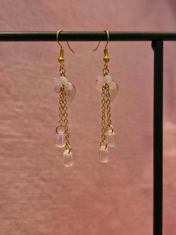 White and Purple Flower Earrings