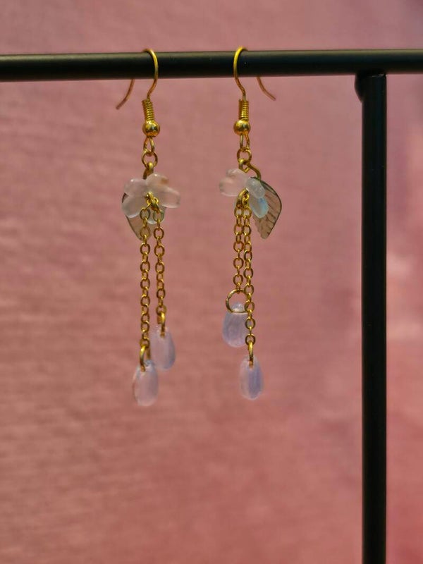 Light Blue and Purple Flower Earrings