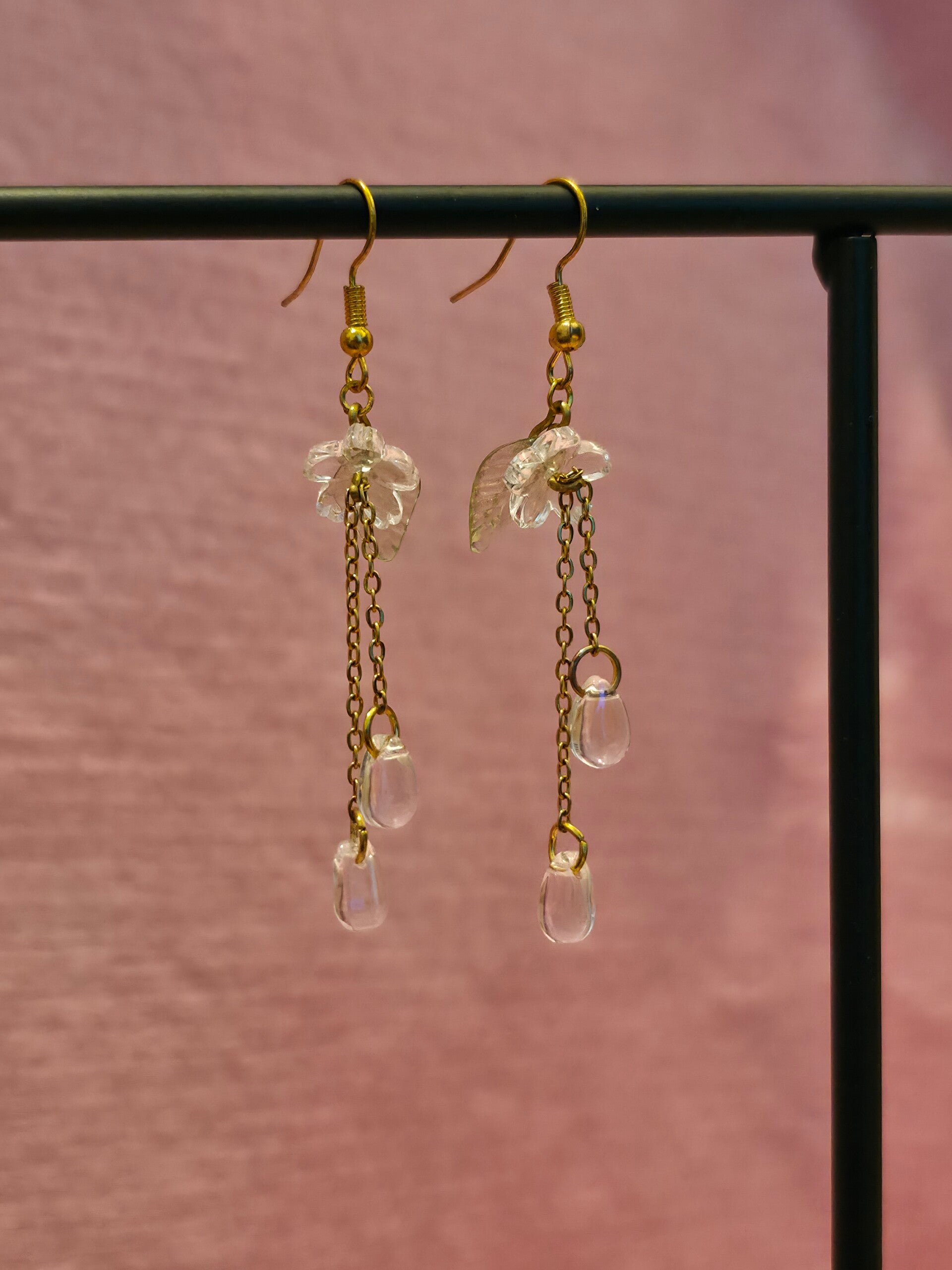 Clear and Luminescent Flower Earrings