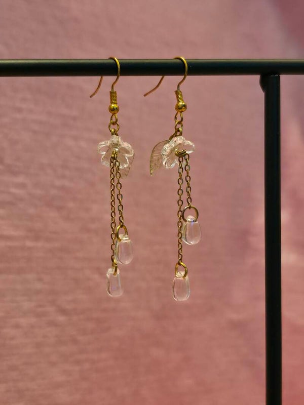 Clear and Luminescent Flower Earrings