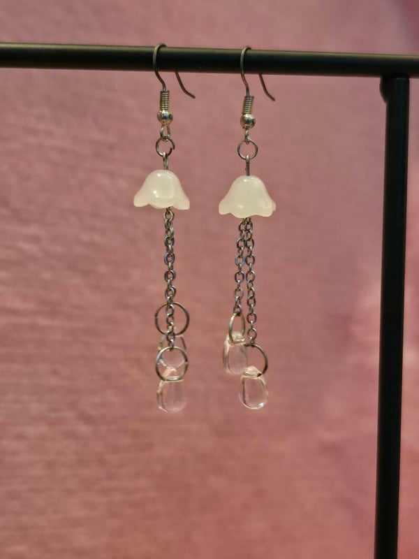 White and Clear Jellyfish Earrings