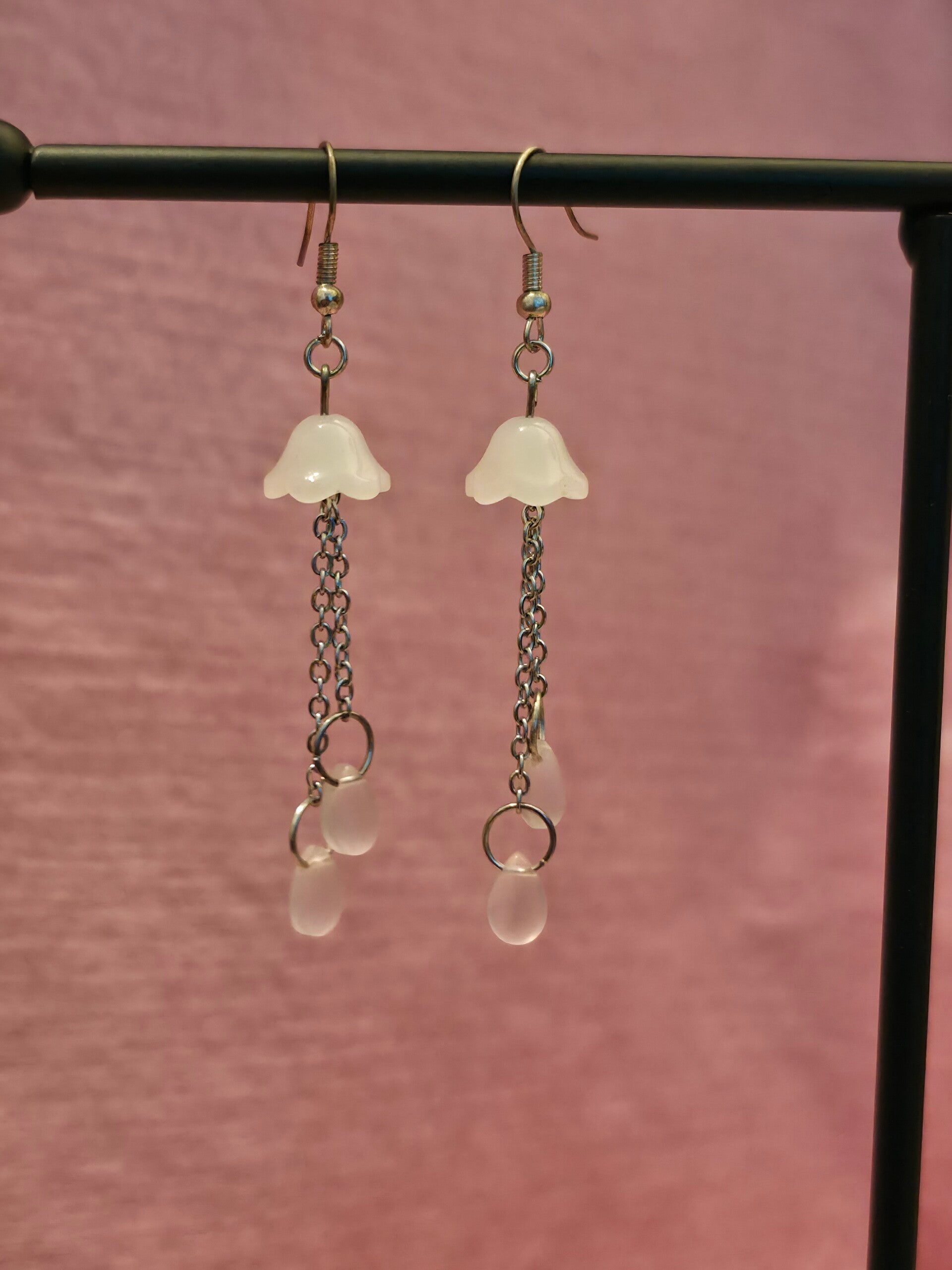 Frosted White Jellyfish Earrings
