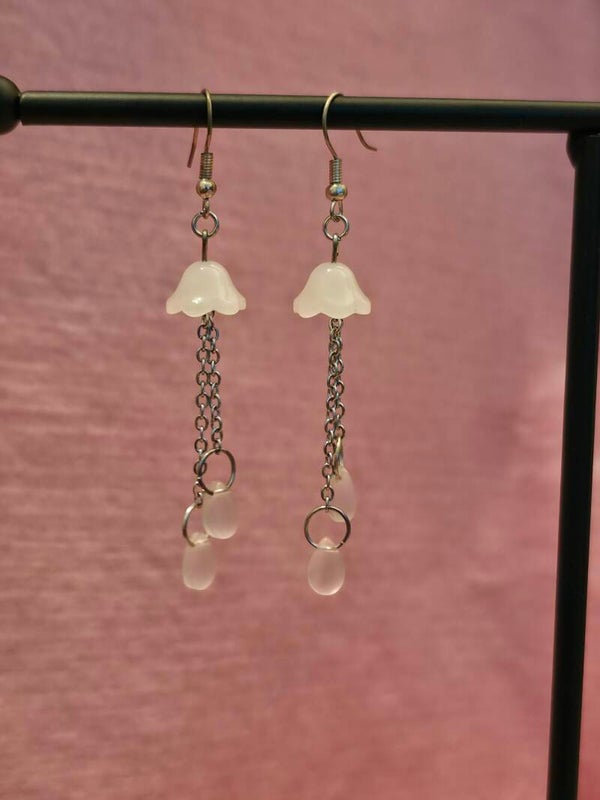 Frosted White Jellyfish Earrings