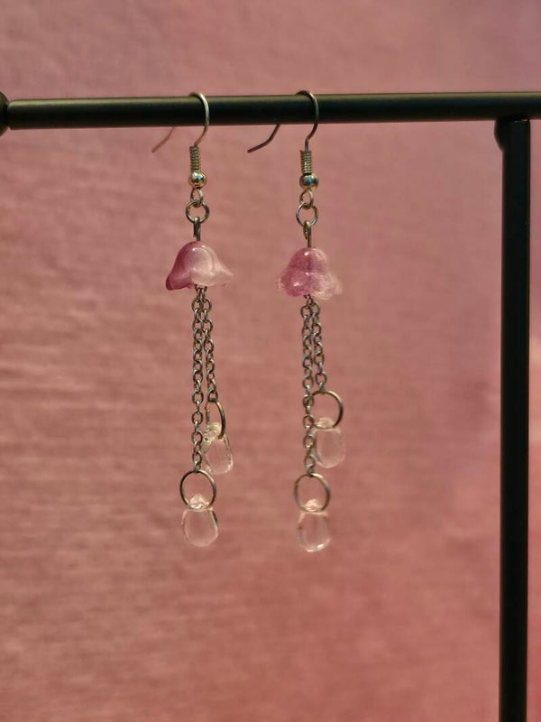 Purple and Clear Jellyfish Earrings