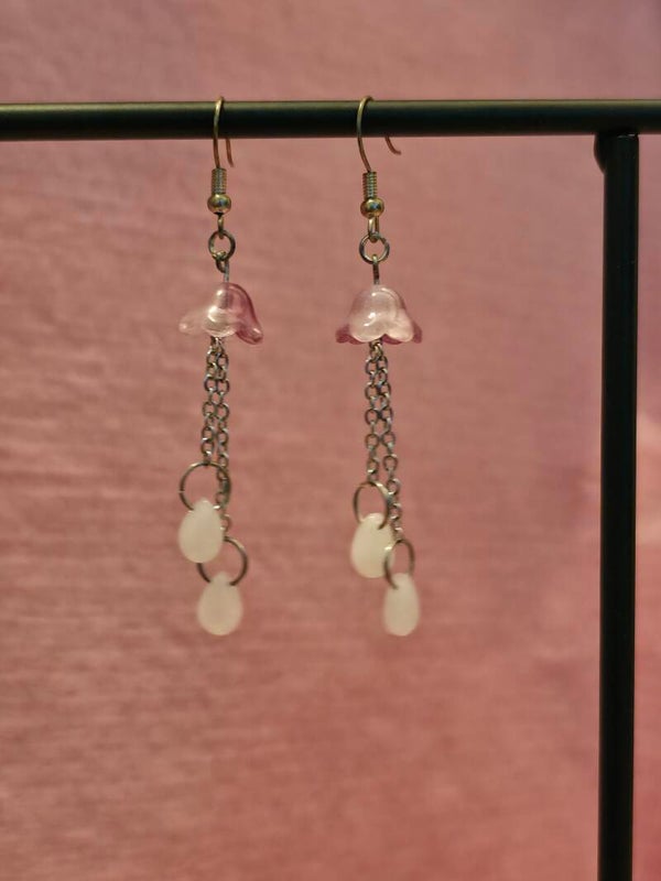 Purple and White Jellyfish Earrings