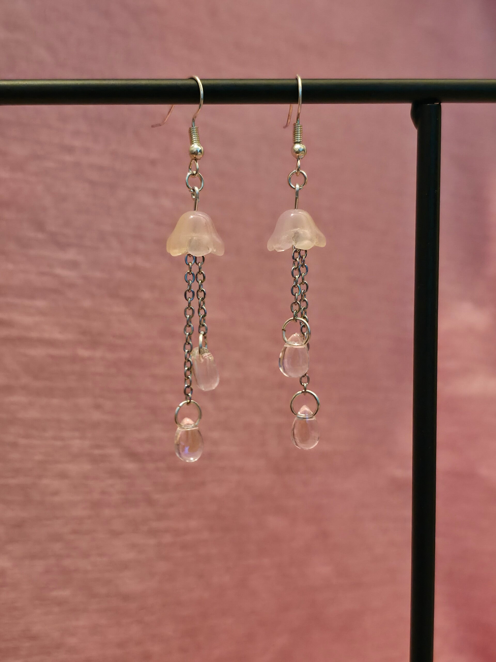 Frosted Purple and Yellow Jellyfish Earrings