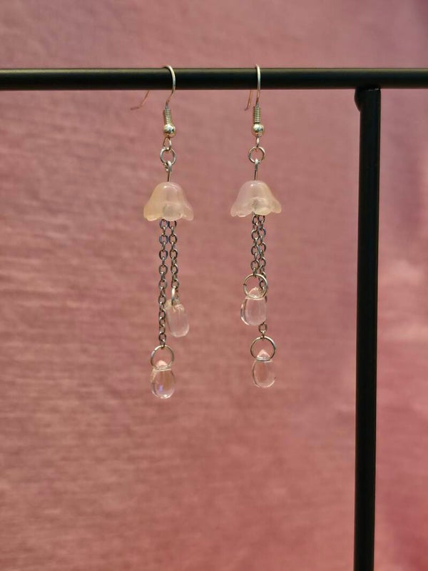 Frosted Purple and Yellow Jellyfish Earrings