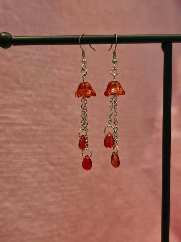Red Jellyfish Earrings
