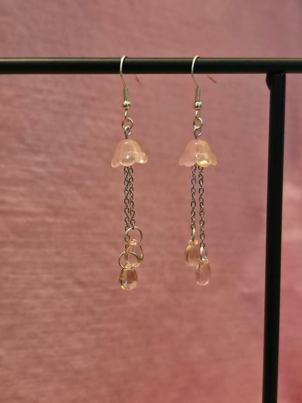 Pink and Yellow Jellyfish Earrings