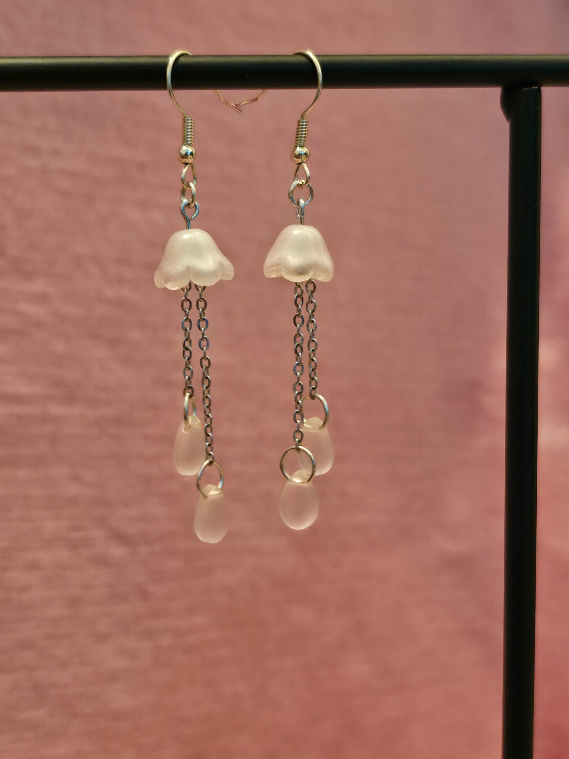 Frosted Pink Jellyfish Earrings