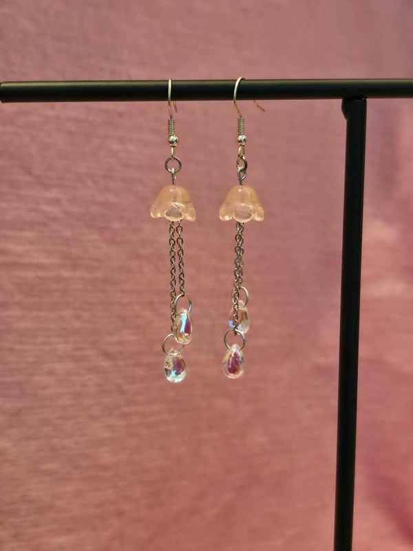 Yellow and Pink Luminescent Jellyfish Earrings