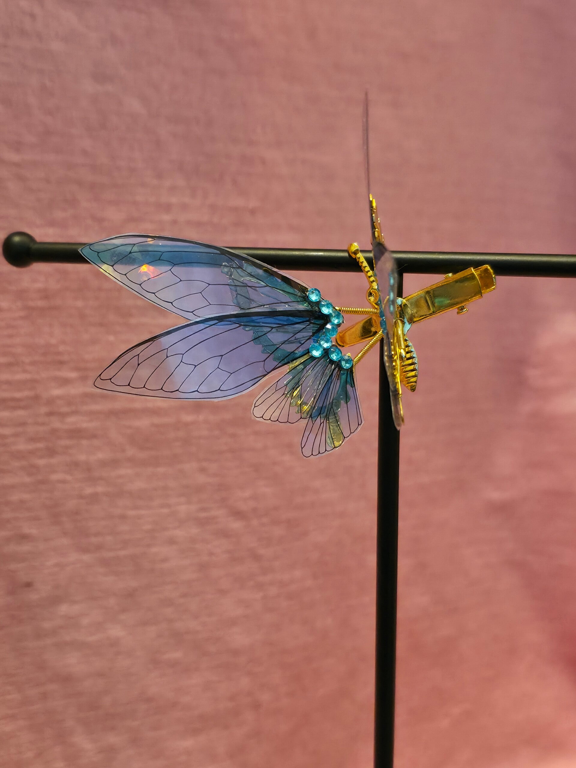 Blue Butterfly Gold Clip