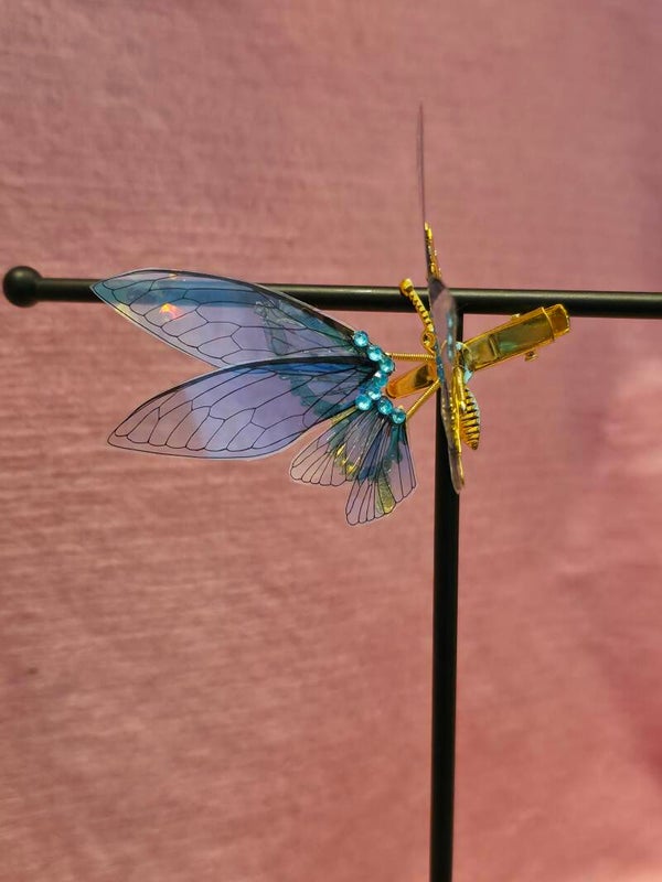 Blue Butterfly Gold Clip