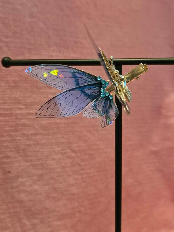 Blue Butterfly Silver Clip