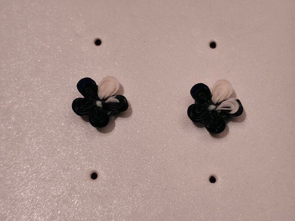 Black and Pink Flower Earrings