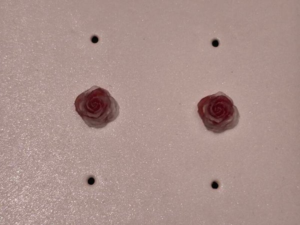 Red and Clear Rose Earrings