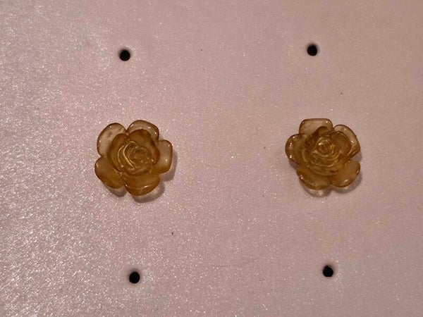 Clear Brown Rose Earrings